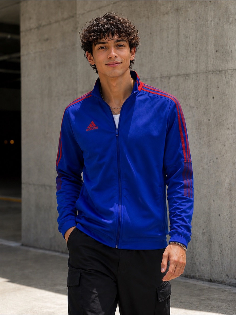 adidas Tiro Primeblue Men’s Small Blue Purple Red Soccer Track Jacket Full Zip